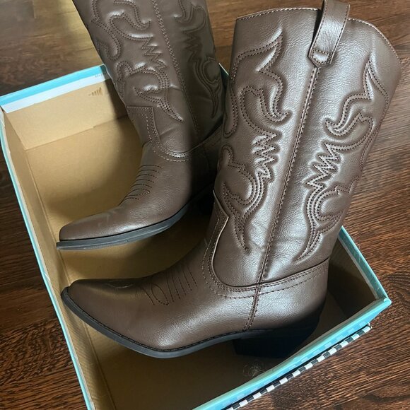 Soda Women's Rerun Western Cowboy Boots - dark tan, size 8 - Picture 2 of 4